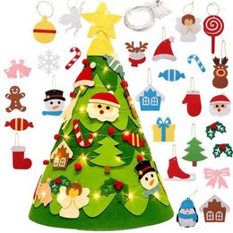 Christmas Decorations DIY Felt Tree With Snowman Hanging Ornaments Fake Xmas Kids Handmade Toys Home Theme Party Year