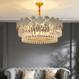 Chandeliers Postmodern Light Stainless Steel Crystal Chandelier Living Room Lamp Atmosphere Villa Bedroom Dining Starry Sky Lighting