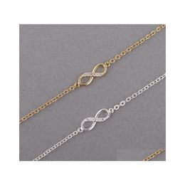 Charm Bracelets Infinity Bracelet For Women With Crystal Stones Number 8 Chain Luckyhat Drop Delivery Jewellery Dhkcd