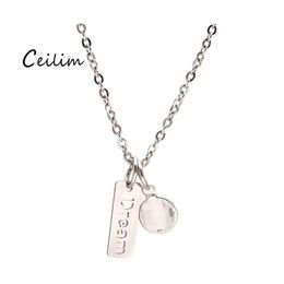 Pendant Necklaces Fashion Letter Dream Faith Stainless Steel Jewellery For Women Link Sweater Chain Statement Necklace With Gift Drop Ott42