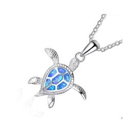 Pendant Necklaces Pretty Blue Opal Necklace Pendants Gift For Women Wedding Jewelry Beautif Pendantturtles Drop Delivery Dhczb
