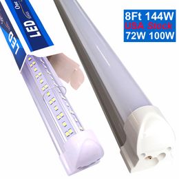 STOCK IN US 144W LED Tube Light 8FT Integrated T8 Tubes Replace Fluorescent Lights 72W Cold White Shop Office Garage Lighting USASTAR