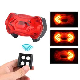 Lights Wireless Remote Control Bicycle Taillight USB Charging COB Warning Turning Signal Light 8 Modes MTB Bike Rear Lamp 0202