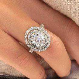 Solitaire Ring Luxury Brilliant Cubic Zirconia Crystal Rings Women Engagement Wedding Bands cessories Elegant Lady's Hot Jewelry Y2302