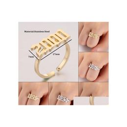 Band Rings Fashion Stainless Steel For Women Korean 19851997 Custom Birth Years Number Sier Gold Rose As Gift Friend Drop Delivery Je Otat1