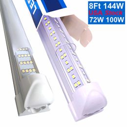 25Pack T8 LED Tube Lights 8FT 94inches 72W 100W 144W Dual-sided V-shape Integrated AC85-265V SMD2835 Clear Cover Crestech168