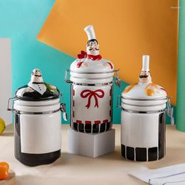 Storage Bottles European Style Creative Ceramic Sealed Can Household Kitchen Decoration Craft Gift Seasoning