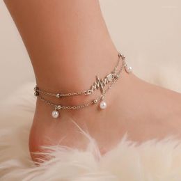 Anklets Trend Style Turkish Pearl Beads For Women Sandals Pulseras Tobilleras Mujer Pendant Anklet Bracelet Foot Jewellery