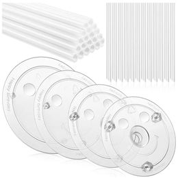 Baking Tools 20 Pieces White Plastic Cake Sticks Support Rods With 4 Separator Plates Cakes And 12 Clear
