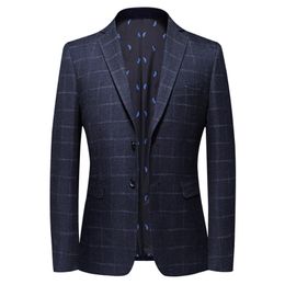 Mens Suits Blazers Britishs Style Vintage Plaid Men Casual Slim Fit Suit Jacket Single Button Business Social Plus Size 3XL Hombre 230203
