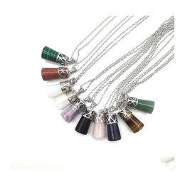 Pendant Necklaces Natural Agate Stone Tiger Bellshaped Alloy Necklace Mtiple Colour Avaliable Vintage Products Swerter Drop Delivery Dht7N