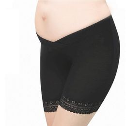 Maternity Bottoms Pregnant Women's Cotton Safety Pants Low-waist Lace Trimming Leggings