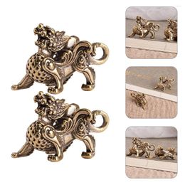 Party Decoration Brass Kylin Statue Animal Figurine Miniature Pendant Figurines Sculpture Decor Home Luck Decorations Lucky Charm Pocket Pi