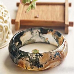 Bangle 2023 Ly Genuine Natural Colourful Waterweeds Pattern A Gate Stone Bracelet Fashion Women Crystal Braceklet Drop 58mm