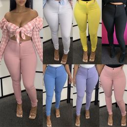 Women's Plus Size Jumpsuits Rompers Autumn Pants Women Skinny Pencil Pant Candy Color Leggings Push Up with Pockets Sexy Leggings High Waist Wholesale Drop 230203