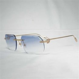 36% OFF 2023 Vintage Rimless Square Men Oculos Cutting Lens Shape Shade Metal Frame Clear for Reading Gafas