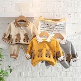 Clothing Sets Autumn and spring cartoon twopiece childrens baby boy clothes Korean version cute toddler girls sportsw 230203
