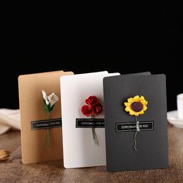 Grußkarten, 10 Stück, 98 x 146 mm, Schwarz/Weiß/Braun, DIY-Kraftpapier, handgefertigt, Trockenblumen-Einladungskarte, Weihnachten, Hochzeitsgeschenke