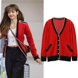 2023Women's Sweaters Red Cardigan fashion casual Long Sleeve Knitwear Women designer Sweaters coat