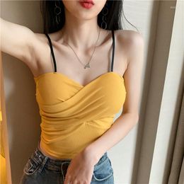 Camisoles & Tanks Spring Summer Fashion Crop Top Solid Color Sexy Women Tops Female Lady Bra Woman Girls Tank