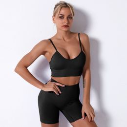 Yoga Outfit 2023 Woman High Waist Seamless Sports Sexy Bra Vest Trousers Quick Dry Leggings Gym Workout Set 230203