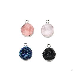 Other Resin Druzy Round Pendant Charm For Bracelet Necklace Earring 18K Sier Plated Diy Wedding Jewellery Accessory Drop Delivery Find Othlk