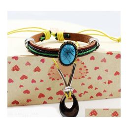 Charm Bracelets Leather Bracelet Fashion Brand For Women Men Jewellery Love Vintage Gift Bijoux Luckyhat Drop Delivery Jewellery Dhfeo