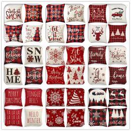 Pillow Case 4pcs Christmas Cushion Cover Collection Pillowcase Flax Printing Sofa Merry Gift Home Office Living