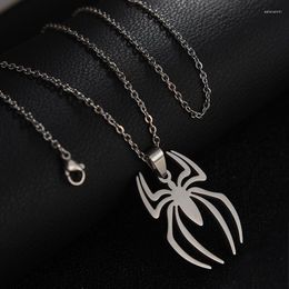 Chains Punk Spider Pendant Necklaces For Men Silver Colour Stainless Steel Chain Necklace Choker Fashion Male Jewellery Collar Hombre