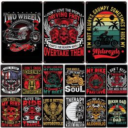 Retro Motorcycle Skulls Tin Signs Cool Motorbike Club Poster Vintage Metal Tin Sign Wall Decor Bars Garage Workshop 20cmx30cm Woo