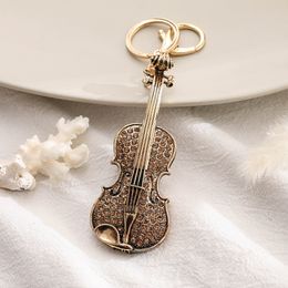Luxury Rhinestone Guitar Shape Small Gift Package Pendant Alloy Tarnish Keychain Ornaments Little Creative Gifts