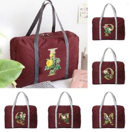 Duffel Bags Nylon Foldable Travel Unisex Large Capacity Luggage Bag Women Handbags Men Golden Flower Letter Pattern