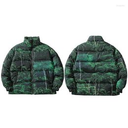 Men's Down 2023 Hip Hop Jacket Parka Real Tree Camouflage Streetwear Men Windbreaker Harajuku Winter Padded Coat Warm Outwear Zipper