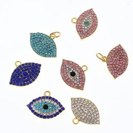 Charms 10pcs /Lot Mix Color Gold Plating Rhinestone Muslim Islam Eye Shape Charm For Baby Pin / DIY Bracelet /Necklace