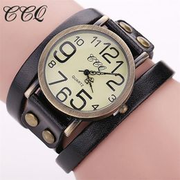 Wristwatches Fashion Women Genuine Vintage Leather Bracelet Watch Casual Female Quartz Clock CCQ Brand Drop