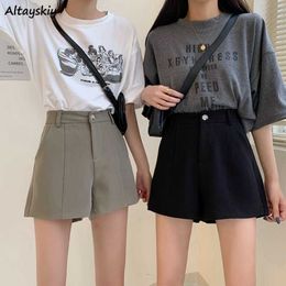Women's Shorts Womens Autumn High Waist Solid Simple Friends Loose Female Korean Style A-Line Chic Popular All-match Ladies Ins 2020 BF Y2302