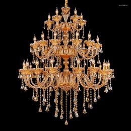 Chandeliers Stair Half Contemporary Chandelier Living Room Crystal Lighting Champagne Luxury El Lobby Villa Hall Lamps Decoration