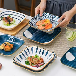 Plates Japanese-style Square Deep Ceramic Dinner Plate Creative Sushi Dishes Household Tableware