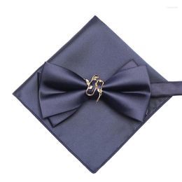 Bow Ties Tie For Men Designer Metal Two Layer Wedding Party Butterfly Bowtie Men's Gift With Box Smal22