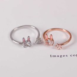 Solitaire Ring 2021 New Fashion Jewellery Women's Cute Rabbit Animal s Opening Adjustable Metal Female Jewelry Y2302