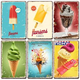 Ice Cream Vintage Metal Painting Retro Chocolate Matcha Cupcake Tin Signs Plaques Wall Decor for Cafe Coffee Shop Club Restaurant 20cmx30cm Woo