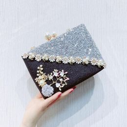 Evening Bags Clutch Bag Female Sequined Fashion Design Women Shoulder Casual Vintage Pearl Beaded Clutches Purse