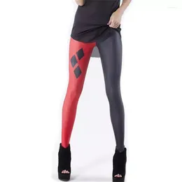 Women's Leggings CUHAKCI Female Black Red Splice Elastic Legging Womens 3D Digital Print Pants Adult Patchwork Fitnees Trousers