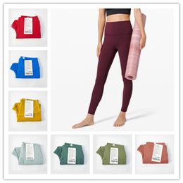 Yoga clothes LL High Waist Yoga Pants Women Push-up Fitness Leggings Soft Elastic Hip Lift T-shaped Sports Pants Running Training Lady 22 Colours