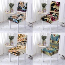 Chair Covers Plant Geometry Style Dining Chairs Cover Stretch Room Case Natural Scenery Printing Elastic Animal Pattern