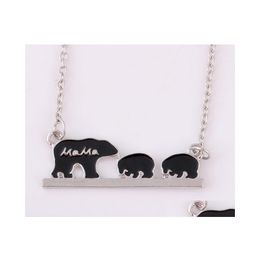 Charm Bracelets Mama Bear Tag Necklace Engraved Animal Fashion Mom And Children Jewellery Mother Kids Love Drop Delivery Dhuno