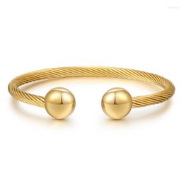 Bangle Brand Gold Color Stainless Steel For Women Jewelry Round Ball Charm Cuff Bangles Men BraceletsBangle Lars22