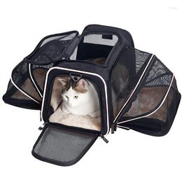 Dog Car Seat Covers Pet Carrier For Dogs Expandable Foldable Soft 5 Open Doors With Reflective Tapes Cat Travel Bag Airline Approved