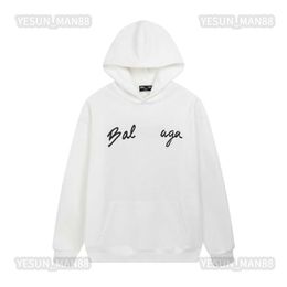 Designer Luxury Paris Balanciagas Classic Hoodie Solid Colour Simple Letter Printing Pullover Plush Sweater Mens And Womens Hooded Coat