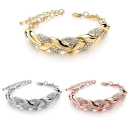 12Pcs Fashion Zircon Leaf Adjustable Bracelet For Women Wedding Jewelry Anniversary Valentines Day Gift